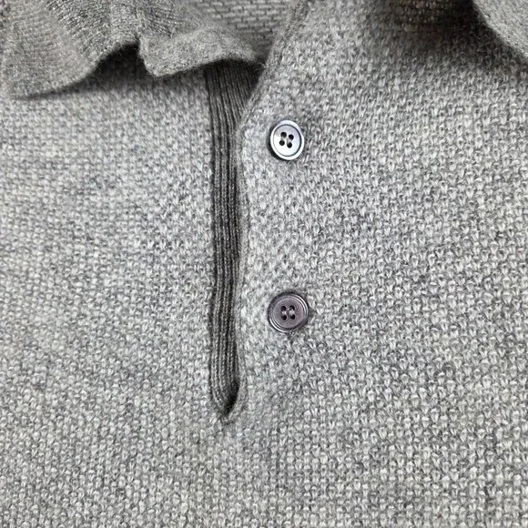 Ralph Lauren Purple Label 100% Cashmere Polo Shirt Mens Large Gray Birdseye Knit
